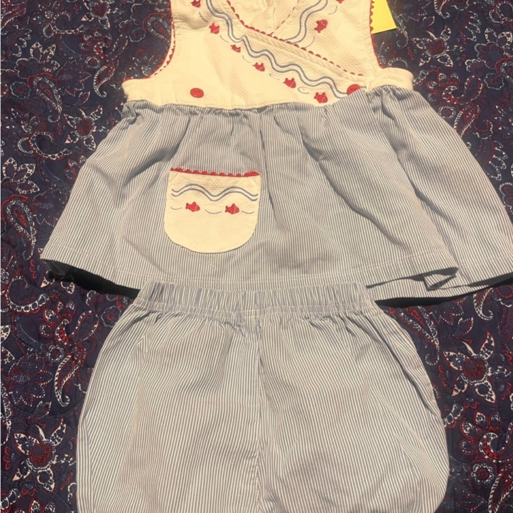 Buster Brown Blue and White Striped Baby Outfit